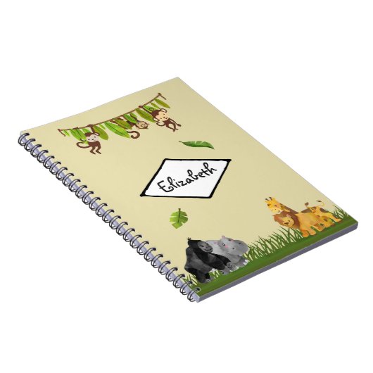 ウォーターカラーサファリジャングルアニマルイラストレーション ノートブック (右側)