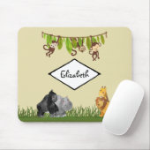 ウォーターカラーサファリジャングルアニマルイラストレーション マウスパッド (マウス)