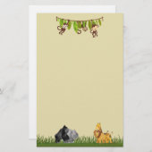 ウォーターカラーサファリジャングルアニマルイラストレーション 便箋 (正面/裏面)