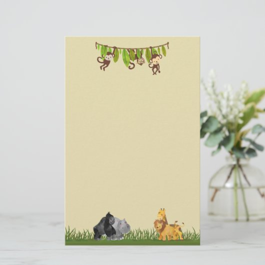 ウォーターカラーサファリジャングルアニマルイラストレーション 便箋 (スタンド正面)