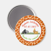 ウォーターカラーサファリジャングルアニマルズ感謝してい誕生日 マグネット (正面/裏面)