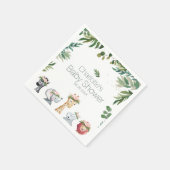ウォーターカラーサファリジャングルベビーシャワー紙ナプキンス スタンダードカクテルナプキン (角)