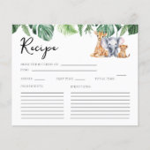 ウォーターカラーサファリベビーシャワーレシピカード (正面)