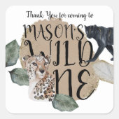 ウォーターカラーサファリワイルドワンアニマルバースデーパーティー スクエアシール (正面)