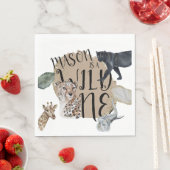 ウォーターカラーサファリワイルドワンアニマルバースデーパーティー スタンダードランチョンナプキン (インサイチュ)