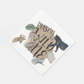 ウォーターカラーサファリワイルドワンアニマルバースデーパーティー スタンダードランチョンナプキン (角)