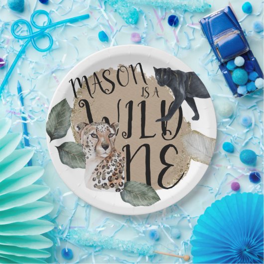 ウォーターカラーサファリワイルドワンアニマルバースデーパーティー ペーパープレート (パーティー)