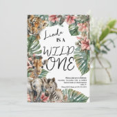 ウォーターカラーサファリワイルドワンベビーアニマルズ誕生日 招待状 (スタンド正面)