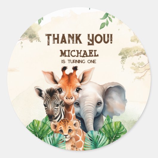 ウォーターカラーサファリワイルドワン ラウンドシール (正面)