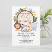 ウォーターカラーサファリ動物ベビーシャワー招待状 招待状 (スタンド正面)