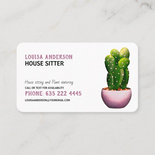 ウォーターカラーサボスハウスシッター名刺 名刺 (正面)