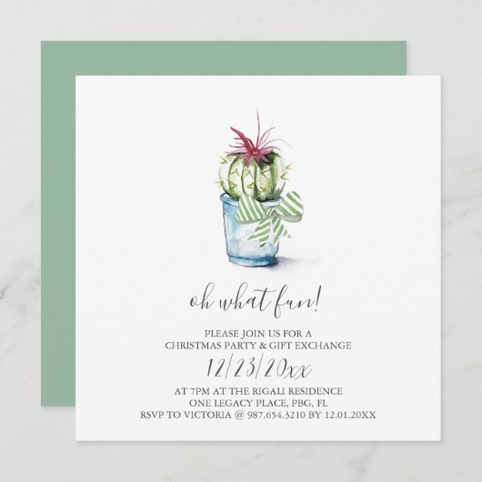 ウォーターカラーサボスホリデイ招待状 ノートカード (正面/裏面)