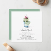 ウォーターカラーサボスホリデイ招待状 ノートカード (正面/裏面インサイチュ)