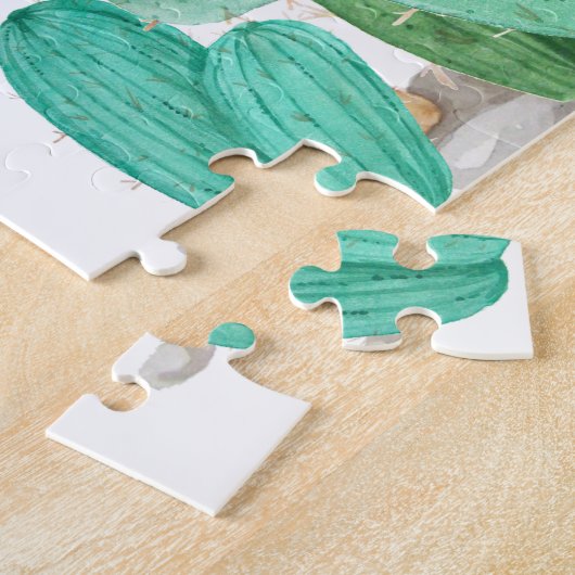 ウォーターカラーサボタスガーデンサボティデザートサウスウエスト ジグソーパズル (側面)