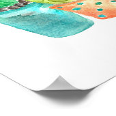 ウォーターカラーサボテンのウォールアート ポスター (角)