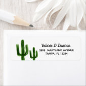 ウォーターカラーサボテン緑差出人住所ラベル ラベル (インサイチュ)