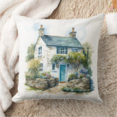 ウォーターカラーサマーイングリッシュカントリーコテージ クッション (ブランケット)