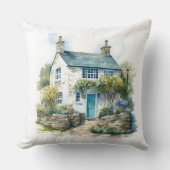 ウォーターカラーサマーイングリッシュカントリーコテージ クッション (正面)