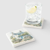 ウォーターカラーサマーイングリッシュカントリーコテージ ストーンコースター (横)