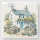 ウォーターカラーサマーイングリッシュカントリーコテージ ストーンコースター (正面)