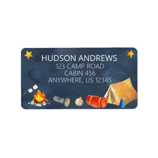 ウォーターカラーサマーキャンプ差出人住所ラベル ラベル (正面)