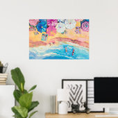 ウォーターカラーサマービーチ ポスター (ホームオフィス)