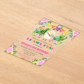 ウォーターカラーサマーフローララマス子供の誕生日 アクリル招待状 (レイダウン)