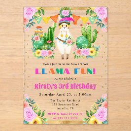 ウォーターカラーサマーフローララマス子供の誕生日 アクリル招待状