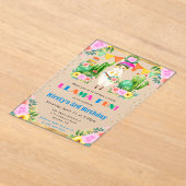 ウォーターカラーサマーフローララマス子供の誕生日 アクリル招待状 (レイダウン)