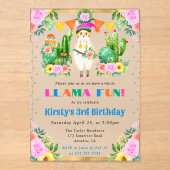 ウォーターカラーサマーフローララマス子供の誕生日 アクリル招待状 (正面)