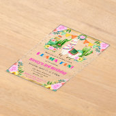 ウォーターカラーサマーフローララマス子供の誕生日 アクリル招待状 (レイダウン)