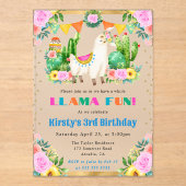 ウォーターカラーサマーフローララマス子供の誕生日 アクリル招待状 (正面)