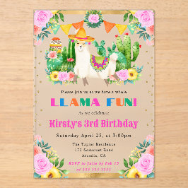 ウォーターカラーサマーフローララマス子供の誕生日 アクリル招待状