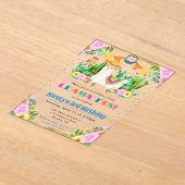 ウォーターカラーサマーフローララマス子供の誕生日 アクリル招待状 (レイダウン)