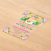 ウォーターカラーサマーフローララマス子供の誕生日 アクリル招待状 (レイダウン)