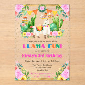 ウォーターカラーサマーフローララマス子供の誕生日 アクリル招待状 (正面)