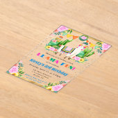 ウォーターカラーサマーフローララマス子供の誕生日 アクリル招待状 (レイダウン)