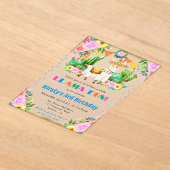 ウォーターカラーサマーフローララマス子供の誕生日 アクリル招待状 (レイダウン)