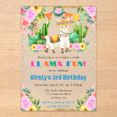 ウォーターカラーサマーフローララマス子供の誕生日 アクリル招待状 (正面)