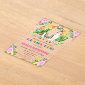 ウォーターカラーサマーフローララマス子供の誕生日 アクリル招待状 (レイダウン)