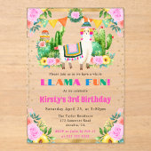 ウォーターカラーサマーフローララマス子供の誕生日 アクリル招待状 (正面)