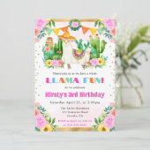 ウォーターカラーサマーフローララマ子供の誕生日 招待状 (スタンド正面)