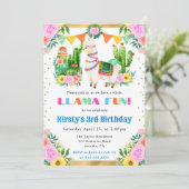 ウォーターカラーサマーフローララマ子供の誕生日 招待状 (スタンド正面)