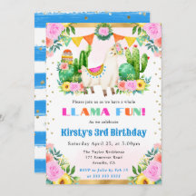 ウォーターカラーサマーフローララマ子供の誕生日