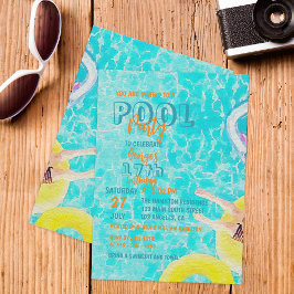 ウォーターカラーサマープールパーティー誕生祝い 招待状