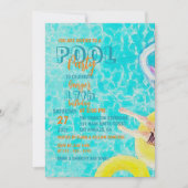 ウォーターカラーサマープールパーティー誕生祝い 招待状 (正面)