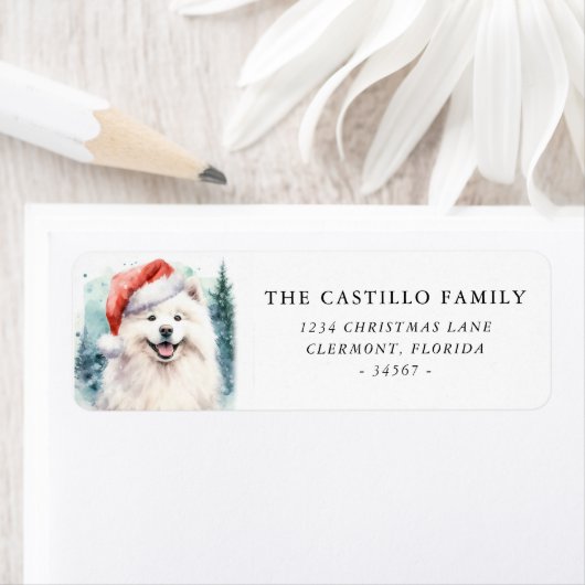 ウォーターカラーサモイエードクリスマス差出人住所 ラベル (インサイチュ)