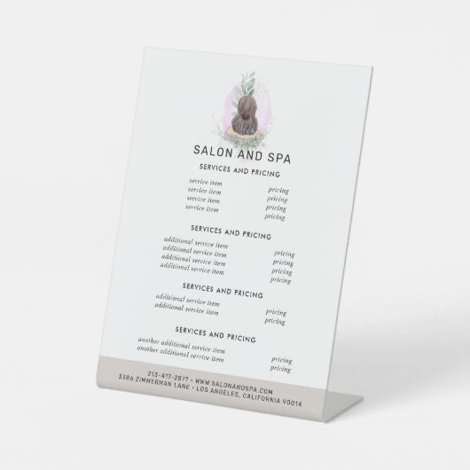 ウォーターカラーサロン | メニュー価格リストの台座看板 台座サイン (正面)