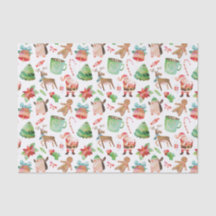 ウォーターカラーサンタクリスマスティッシュペーパー