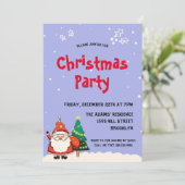 ウォーターカラーサンタクリスマスパーティの招待状 招待状 (スタンド正面)